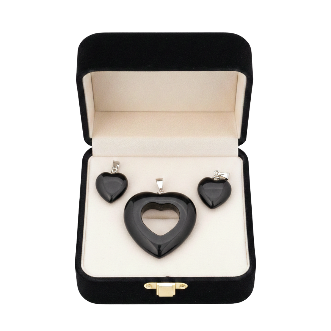 Black Agate Heart Pendant