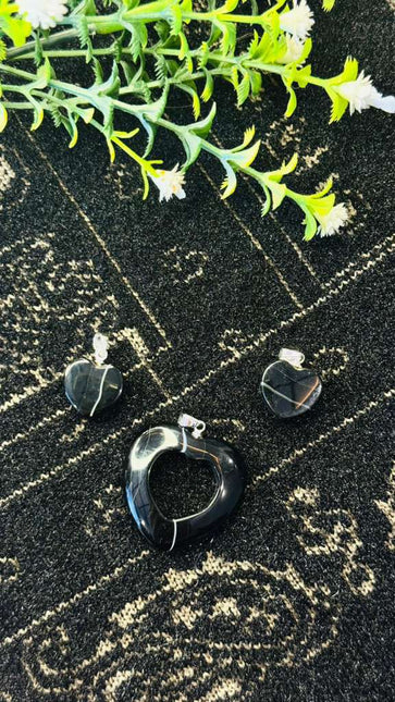Black Agate Heart Pendant